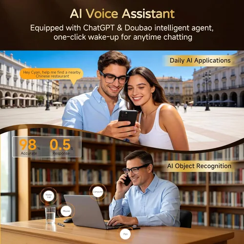 Miniatura 6 de Lentes inteligentes AI con cámara, video HD 4K de 8 MP y captura de fotos, traducción en tiempo real, gafas de grabación con asistente de IA, audio