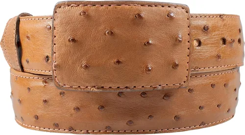 Miniatura 5 de Paquete Exótico Cuero Genuino Avestruz Cinturón y Cartera Color Coñac