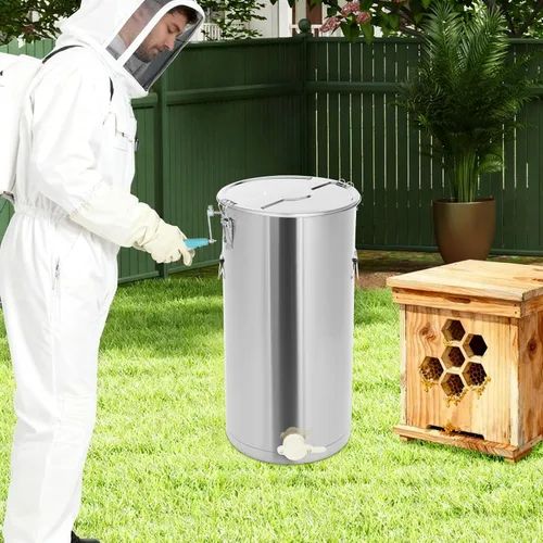 Miniatura 2 de Extractor de miel de 2 marcos, hilandero manual de miel de acero inoxidable, girador de panal de abeja de extracción de apicultura,