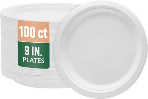 Miniatura 17 de Nicole Home Collection Platos de papel desechables compostables de 10 pulgadas, 100 % bagazo, biodegradables, ecológicos, caña de azúcar natural