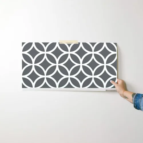 Miniatura 7 de Papel tapiz autoadhesivo para despegar y pegar, diseño de diamantes geométricos gris carbón, círculos blancos, papel tapiz extraíble personalizado