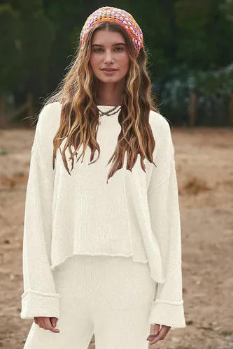 Miniatura 2 de ETCYY NEW Dunes - Conjunto de sudadera de punto de 2 piezas con suéter y pantalones deportivos de pierna ancha
