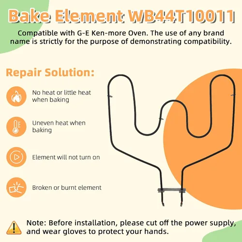 Miniatura 3 de AMI PARTS WB44T10011 Elemento de horneado del horno de reemplazo Compatible con horno G-E Ken-more JBP68DM1WW, JBP78WB1WW, JBP78AB2AA, JCBP35BJ2BB