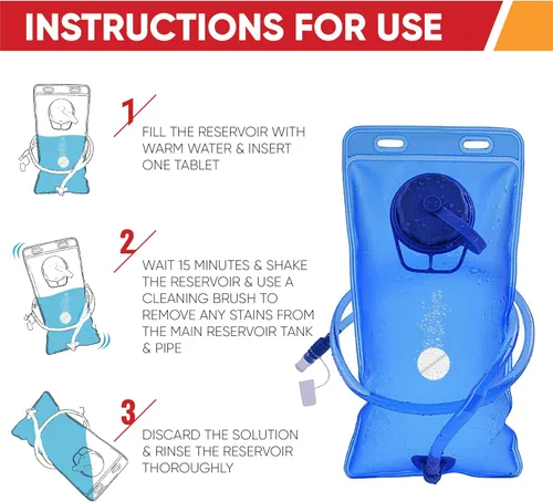 Miniatura 9 de Kit de limpieza de vejiga de hidratación de depósito, kit de limpieza de depósito de agua 6 en 1 de 3 cepillos, marco plegable, (12) tabletas
