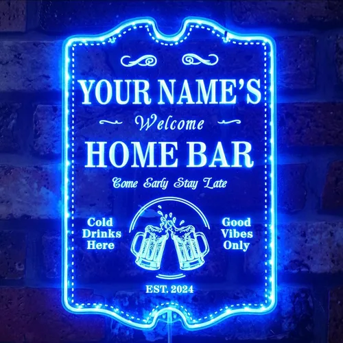 Miniatura 34 de ADVPRO Letrero de neón LED de doble color personalizado con tu nombre para bar casero de cerveza, año de establecimiento, blanco y morado, 16 x 12
