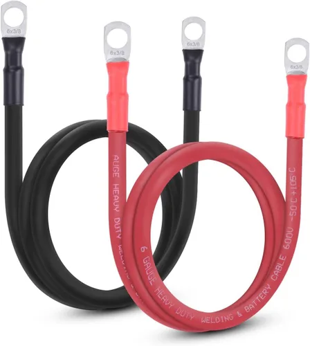 Miniatura 18 de Cable de batería flexible de 1/0 AWG con terminales de 3/8" - Alambre de cobre puro OFC para inversor y soldadura para automotriz, solar, RV