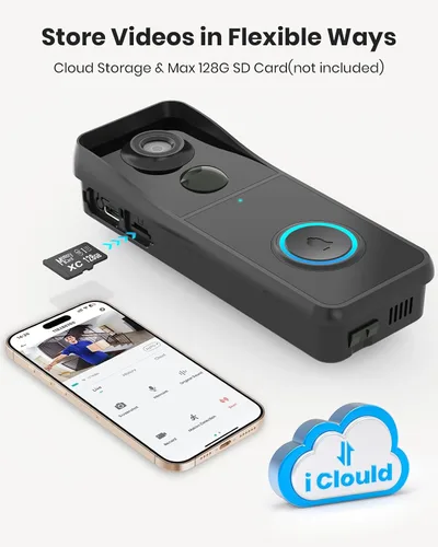 Miniatura 7 de Timbre con cámara de video inalámbrico, timbre de video 3K con timbre, seguridad WiFi 2.4G para exteriores, detección humana, audio de 2 vías