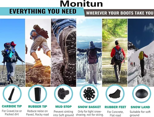 Miniatura 3 de Puntas de bastones de trekking, protectores de goma para senderismo, accesorios de repuesto, para la mayoría de los bastones de senderismo
