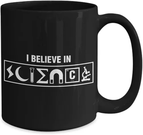 Miniatura 3 de I Believe in Science estudio conocimiento hechos taza de café, 11onza, Negro