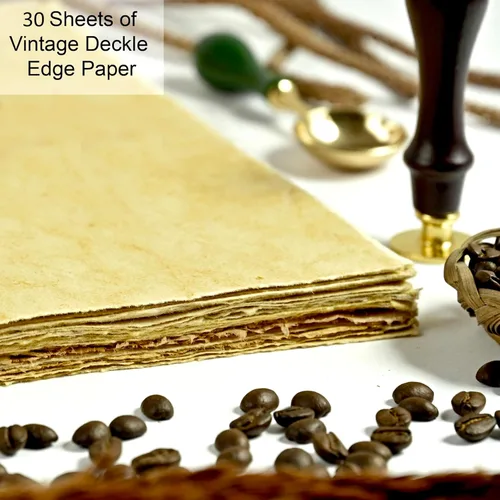 Miniatura 3 de 30 hojas de papel de acuarela, de 7.86 oz/m², con borde deckled, rugoso/texturizado, hecho a mano, de algodón, con textura, para acuarelas, Vintage