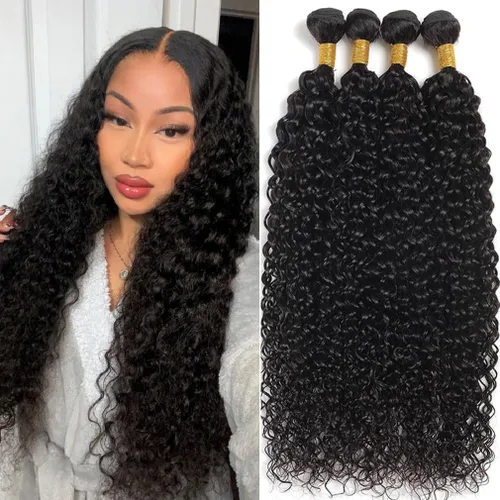 Miniatura 25 de Beautymoon Paquetes de cabello liso negro jet 4 manojos, cabello humano brasileño 14 16 18 20 pulgadas, 100% cabello virgen sin procesar liso, 4
