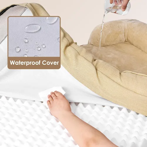 Miniatura 47 de EHEYCIGA – Cama ortopédica impermeable para perros pequeños, de espuma viscoelástica tipo caja de huevos, con bordes elevados y base antideslizante