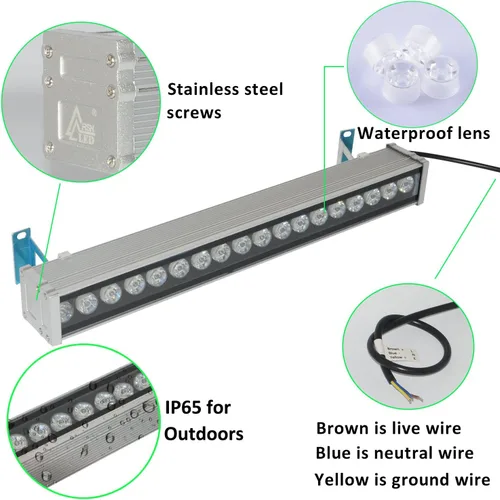 Miniatura 3 de Lavadora de pared de 18 W, tira de luz lineal de 19.7 pulgadas, súper brillante 1800 lúmenes, barra de luz LED de 120 V, 3000 K, blanco cálido