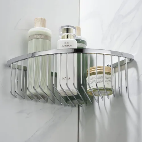 Miniatura 12 de Organizador esquinero para ducha, SUS304 de acero inoxidable resistente a la oxidación, estante de almacenamiento montado en la pared para baño