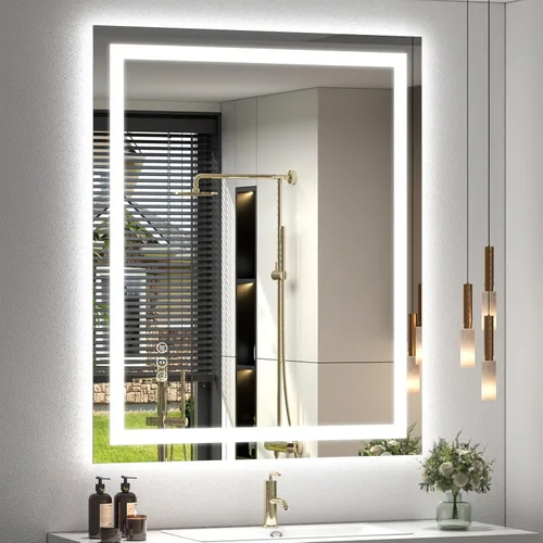 Miniatura 30 de 40x32 Espejo LED inteligente para baño, espejo de tocador regulable con luces, espejo de maquillaje retroiluminado y frontal para pared, antivaho