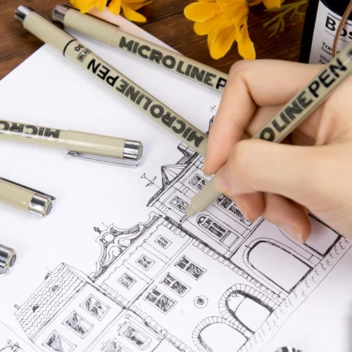 Miniatura 9 de KERIFI Micro-Pen - Bolígrafos de tinta fineliner, paquete de 12 bolígrafos de dibujo de punta fina, impermeables, tinta de archivo, multiliner
