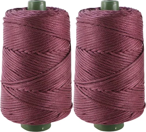 Miniatura 22 de Cordón de hilo artístico de 14.11 oz, hilo de poliéster color burdeos, para tejer macramé, bolsas de ganchillo, canasta de ganchillo, sombrero