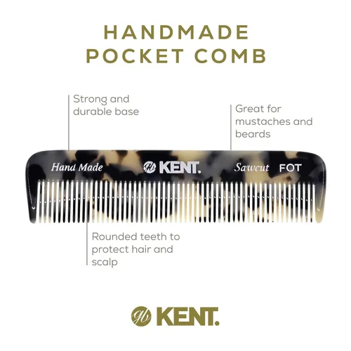 Miniatura 4 de Kent FOT Tokyo - Peine de dientes finos para hombre, peine de bolsillo hecho a mano para viajes, peinado, cabello fino o adelgazante, cuidado