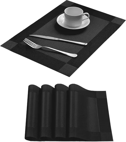 Miniatura 13 de Manteles individuales para mesa de comedor, juego de 6 unidades, resistentes al calor, antideslizantes, de vinilo para cocina y comedor, 18" * 12
