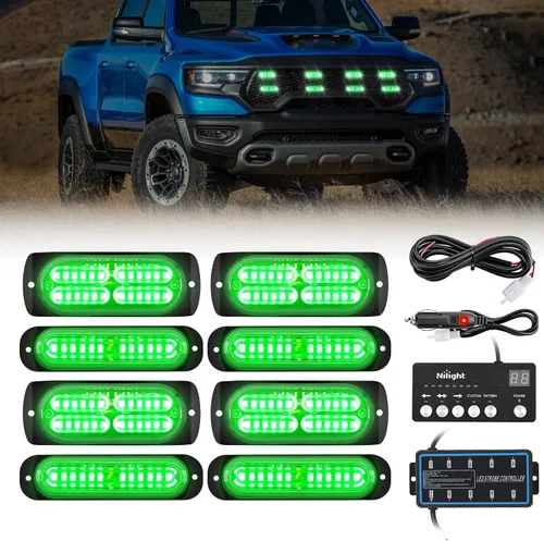 Miniatura 10 de Nilight 8 piezas de luces estroboscópicas LED 12 LED ámbar blancas, luz de emergencia 12 V 24 V, luz de advertencia de peligro con función