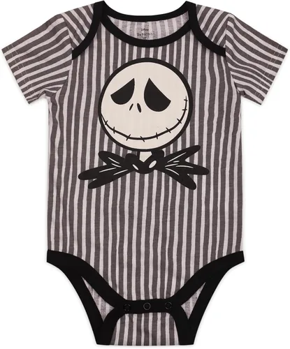 Miniatura 7 de Disney Nightmare Before Christmas Jack Skellington - Paquete de 3 mamelucos para bebé, color gris
