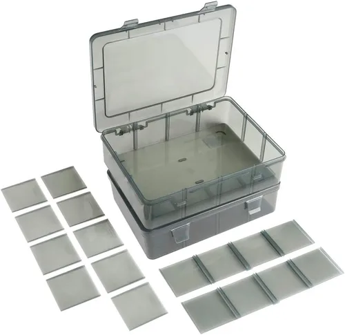 Miniatura 9 de Vidifor Organizador de suministros para manualidades de 9 rejillas, caja de almacenamiento con compartimentos con separadores extraíbles para joyas