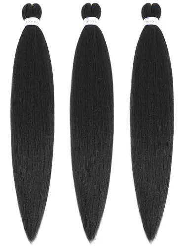 Miniatura 36 de Alrence Cabello estirado para hacer trenzas, trenza larga de 30 pulgadas, 8 paquetes, extensiones profesionales de trenzado de cabello sintético, 1b#