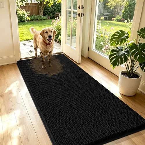 Miniatura 39 de IM HOME Tapete de chenilla absorbente para exterior 36" x 24", tapetes lavables antideslizantes para perros, tapete para puerta interior para Marrón