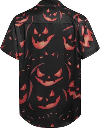 Miniatura 2 de Hardaddy Camisa de Halloween para hombre, manga corta, con botones, divertida impresión, casual