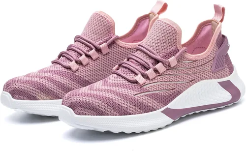 Miniatura 8 de MAIZUN Zapatos con punta de acero para mujer, ligeros, zapatos de trabajo de seguridad, indestructibles, antideslizantes, zapatos de punta compuesta