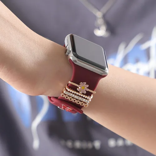 Miniatura 7 de ALMNVO Bling Charms de diamante para correas de Apple Watch, Charms de 46 mm, 45 mm, 44 mm, 42 mm, 41 mm, 40 mm, 38 mm, 49 mm, anillos decorativos