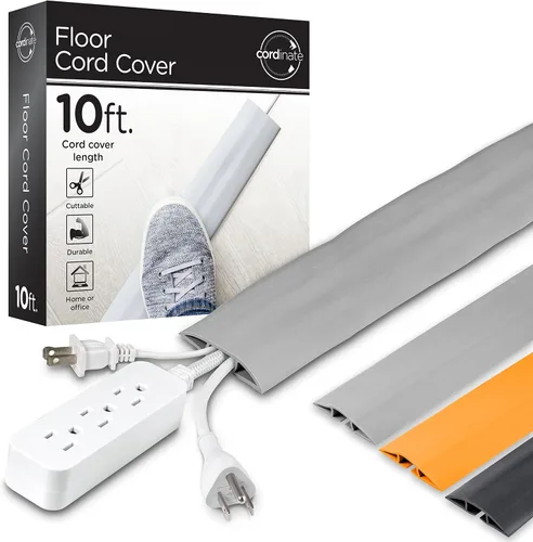 Miniatura 10 de Cordinate - Cubierta de cable de piso de 6 pies, protector de cable, oculta cables de extensión, protege cables, previene caídas de cables
