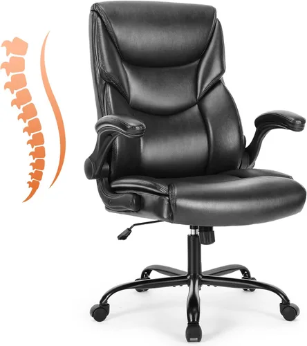 Sweetcrispy Silla ergonómica para juegos de computadora, respaldo alto, sillas de oficina con ruedas, brazos abatibles, altura ajustable, piel