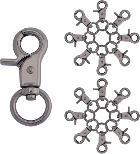 Miniatura 11 de PandaHall - 16 cierres de pinza de langosta de metal de 2 tamaños, cordones giratorios para llavero, llaveros, bolsas de bricolaje, colgantes