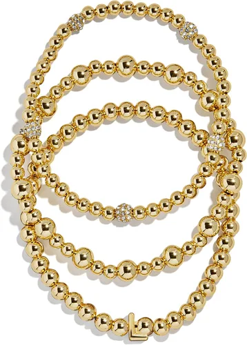 Miniatura 50 de BaubleBar Juego de pulsera Pisa para mujer, tres pulseras de cuentas chapadas en oro, joyería de moda, regalo de moda