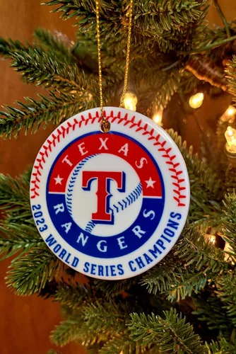 Miniatura 3 de Adorno navideño de cerámica de Texas, campeones de la Serie Mundial 2023, listo para enviar