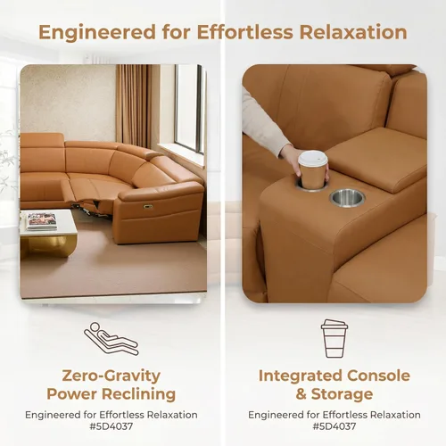Miniatura 3 de A Ainehome Sofá seccional eléctrico para sala de estar, juego de sofá reclinable de cuero eléctrico con 2 asientos reclinables, juego de sofá