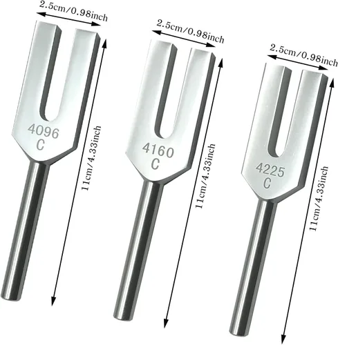 Miniatura 2 de Juego de diapasones de ángel 4096 Hz 4160 Hz 4225 Hz para limpieza de cristales, sintonizadores de ángel, martillo de madera y bolsa de terciopelo