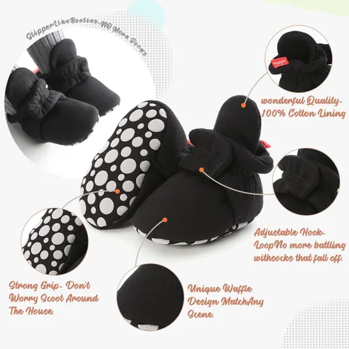 Miniatura 70 de Botines de forro polar para bebés, niños y niñas, pantuflas antideslizantes con agarre suave, zapatos de calcetín para recién nacidos, cuna