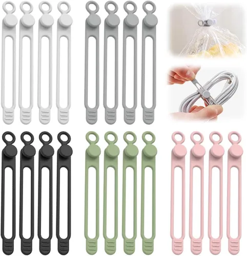 Miniatura 8 de Organizador de cables de datos, brida de silicona 2025, soporte multiusos para cables para oficina y hogar, correa de alambre ajustable