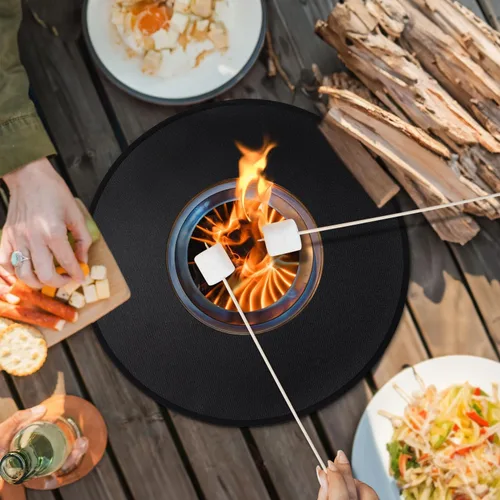 Miniatura 7 de Tapete para Fogata de 19.5" para Solo Stove Mesa, Tapete Redondo Impermeable al Aceite y Agua para Debajo de la Fogata de Mesa, Tapete Portátil