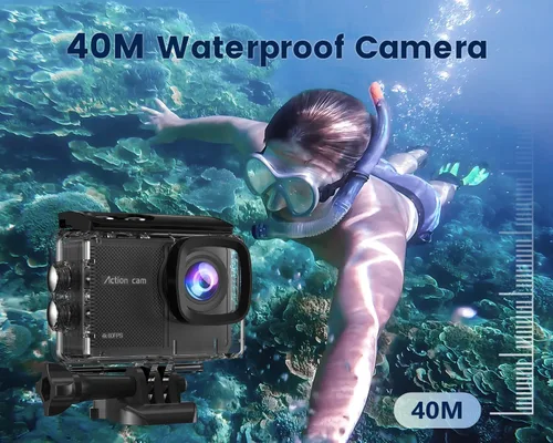 Miniatura 3 de Cámara de acción Camlance 4K 60FPS con tarjeta de 64GB - Cámara impermeable de 48MP, cámara submarina de 40M, zoom de 8X, estabilización EIS, WiFi