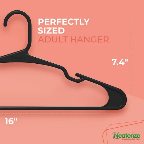 Miniatura 3 de NEATERIZE Perchas de Ropa Paquete de 20 Negro - Perchas de Plástico - Ganchos para Colgar Ropa
