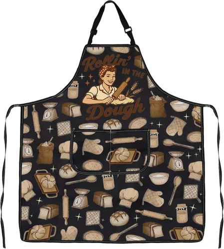 Miniatura 8 de JXGZSO Delantal para panadería de masa madre para amantes del pan, regalo de masa madre es mi lenguaje de amor, delantal para hornear maestro