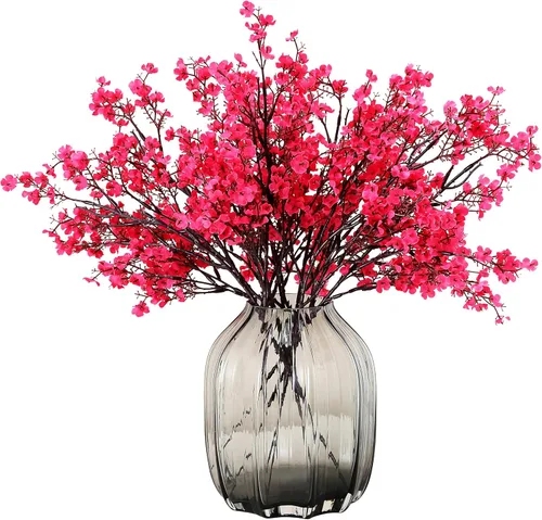 Miniatura 9 de JAKY-Global Flores Artificiales de Tela Aliento de Bebé 12 Ramos Plantas de Seda Falsas Europeas Decoración de Boda Fiesta Ramos de Tacto Real DIY