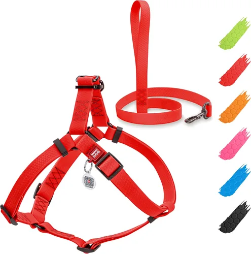 Miniatura 17 de WAUDOG Arnés ajustable impermeable para perro, resistente con cierre de metal duradero y placa de identificación QR, para niño y niña