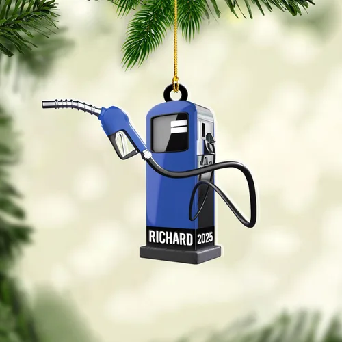 Miniatura 2 de Adorno de Navidad personalizado con bomba de gas, decoración retro personalizada para árbol de vacaciones, recuerdo único para trabajadores