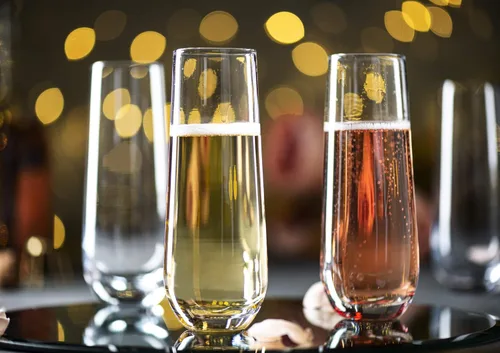 Miniatura 3 de KooK Copas de champán, copas de champán, copas de mimosa, copas de champán sin tallo, juego de 8, 9.4 onzas, rosa, Prosecco, para bodas y fiestas