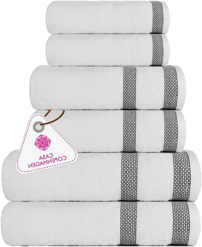 Miniatura 102 de CASA COPENHAGEN Solitaire Juego de 6 toallas - Negro, 600 GSM 2 toallas de baño 2 toallas de mano 2 toallitas, diseñadas en Dinamarca, hechas