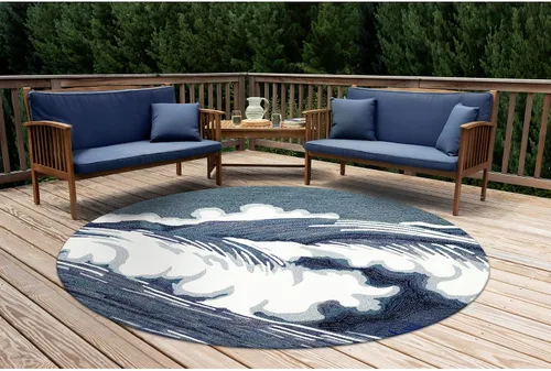 Miniatura 64 de Liora Manne CAPR5163633 - Alfombra costera para interiores y exteriores, color azul marino, 2 pies x 5 pies Cuerdas Navy